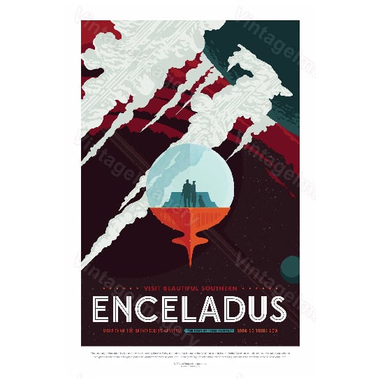 ENCELADUS ExoPlanet 2016 NASA Space Travel Poster Space Art Great Gift idea for Kids Room, Office, man cave, Wall Art Image 2