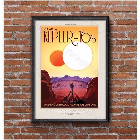 Kepler 16b 2016 Science Fiction Poster NASA Space Travel Poster Space Art Great Gift idea Kids Room Office man cave Wall Image 1