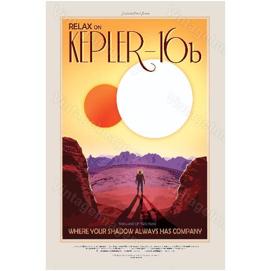 Kepler 16b 2016 Science Fiction Poster NASA Space Travel Poster Space Art Great Gift idea Kids Room Office man cave Wall Image 2