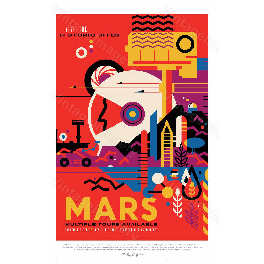 Mars Poster The Red Planet Vivid NASA Space Travel Poster nasa mars poster Great Gift idea Mars Colony, Office, man Image 1