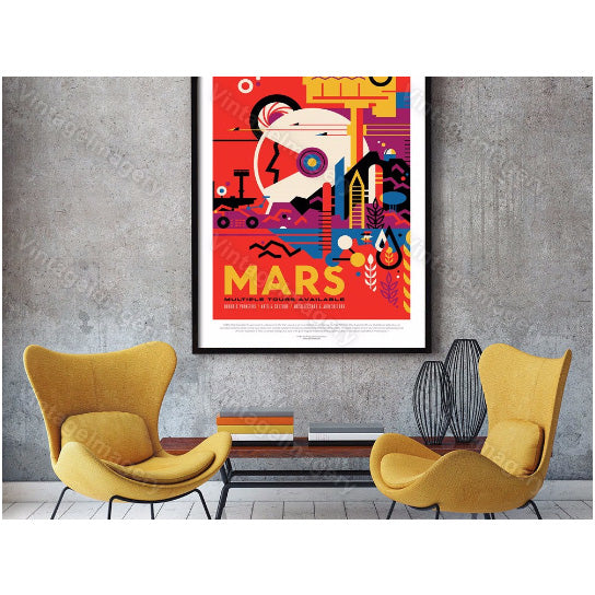 Mars Poster The Red Planet Vivid NASA Space Travel Poster nasa mars poster Great Gift idea Mars Colony, Office, man Image 2