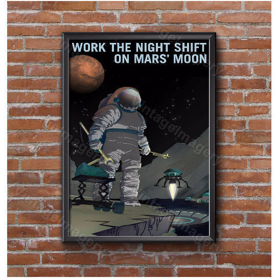 Work the Night Shift NASA Recruitment Poster Space Travel Space Art Great Gift idea for Kids Room, Office, man cave, Image 3