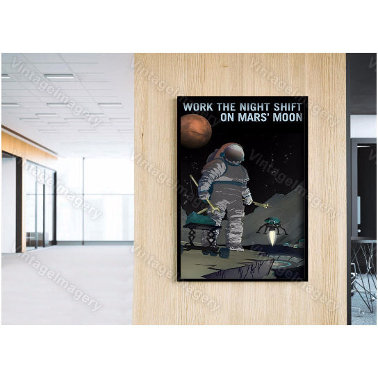 Work the Night Shift NASA Recruitment Poster Space Travel Space Art Great Gift idea for Kids Room, Office, man cave, Image 4