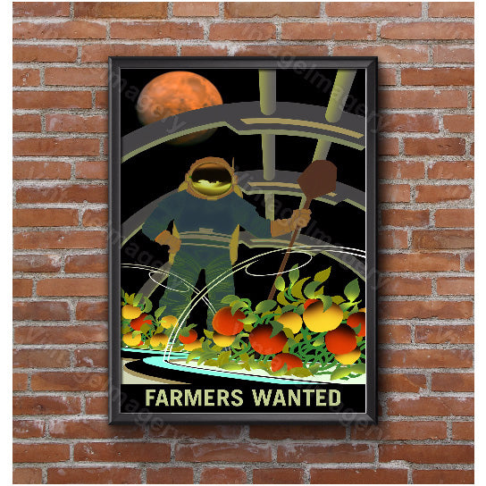 Farmers Wanted on Mars Vivid NASA Space Travel Farming Poster Space Art Great Gift idea for Farmers Office, man cave, Image 3