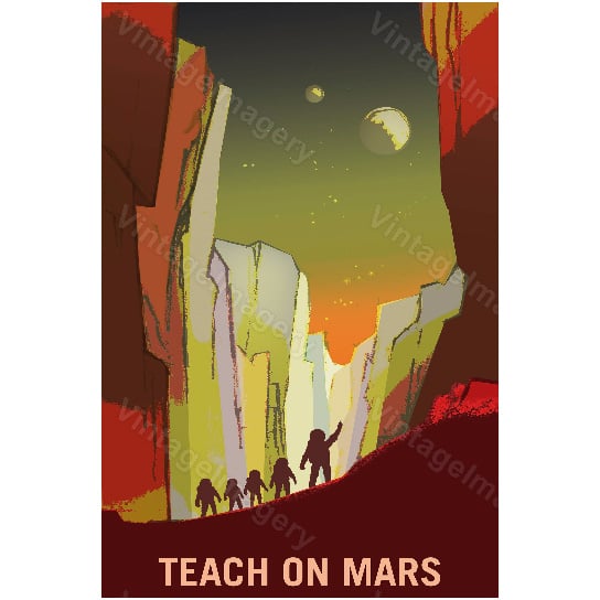 Teach on Mars ExoPlanet Vivid NASA Space Poster Space Art Great Gift idea for Teachers, Office, man cave, Classroom Wall Image 1