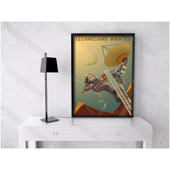 Technicians Wanted to Engineer our Future on Mars Vivid NASA Space Travel Poster Space Art Great Gift idea for Office Image 3