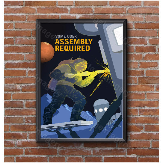 Mars Some User Assembly Required NASA Vivid Space Travel Recruitment Poster Space Art Great Gift idea Office, man cave Image 2