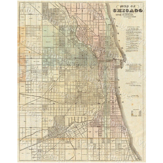 Chicago Map Illinois 1857 map Restoration Hardware Style Map Old Wall Map Vintage Reprint Office Map Unique Gift Image 1