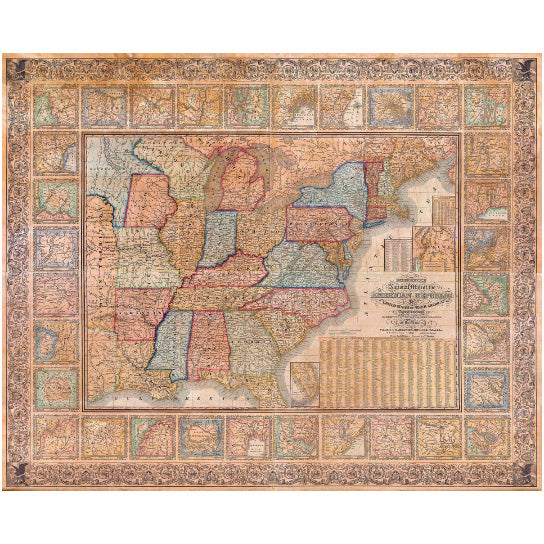 Old US map 1844 United States map USA map old Style Vintage School map of the United States, Map of America, Americana Image 2