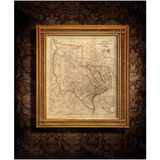 Old Texas Map, 1841 Vintage Texas Historical map, Antique Restoration Hardware Style Map, Map of Texas, state Map Texas Image 2