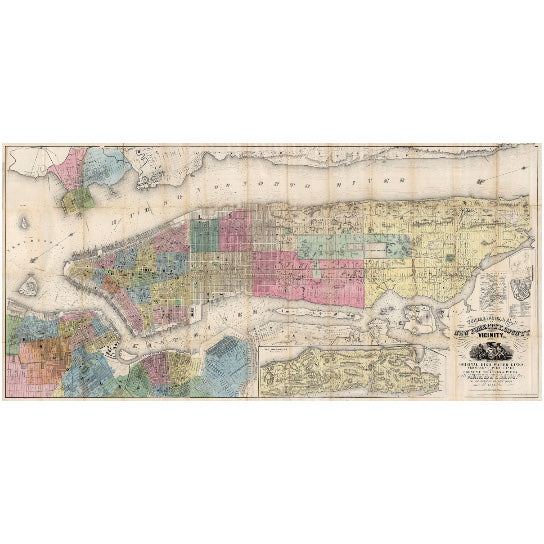 Old York map 1855 York City Map Old Antique Restoration Hardware Style Old Map of York Map of York Manhattan Map NYC Image 2