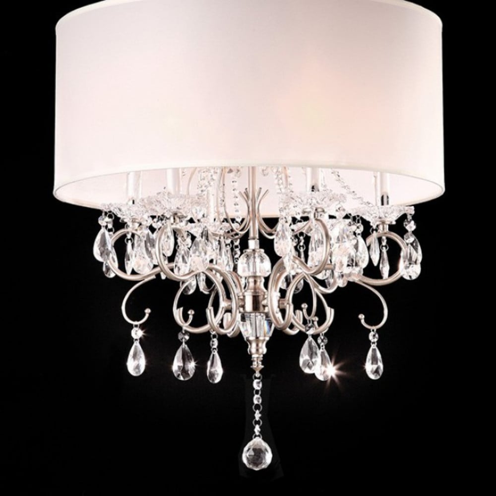 Sophy Traditional Ceiling Lamp, White and Chrome - Saltoro Sherpi Image 1