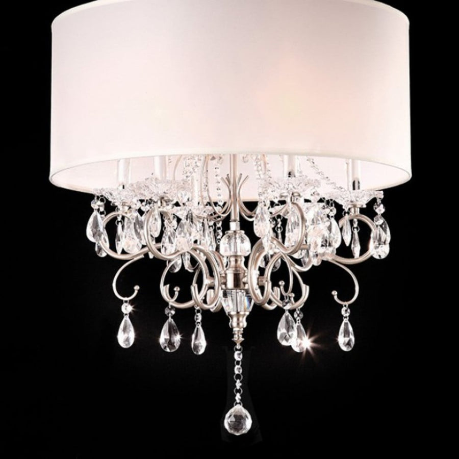 Sophy Traditional Ceiling Lamp, White and Chrome - Saltoro Sherpi Image 1