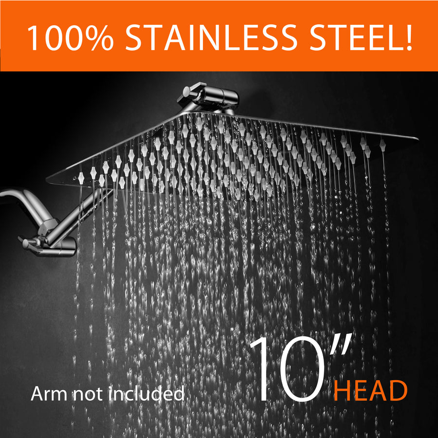 HotelSpa 10 Inch Stainless Steel Square Rainfall Shower Head Model 1681 Image 1