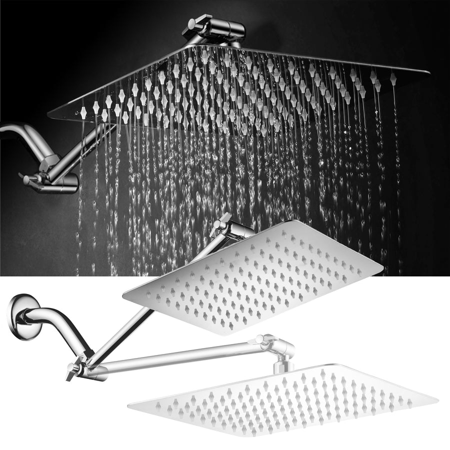 HotelSpa 10 Inch Stainless Steel Rainfall Showerhead with Brass Extension Arm Image 1