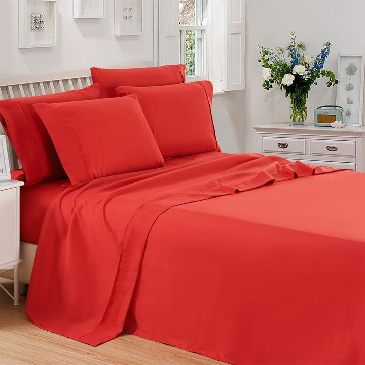 Lux Decor Collection 6-Piece Bed Sheet Set Premium Brushed Microfiber Anti-Wrinkle Deep Pockets Bedding Sheets Image 1