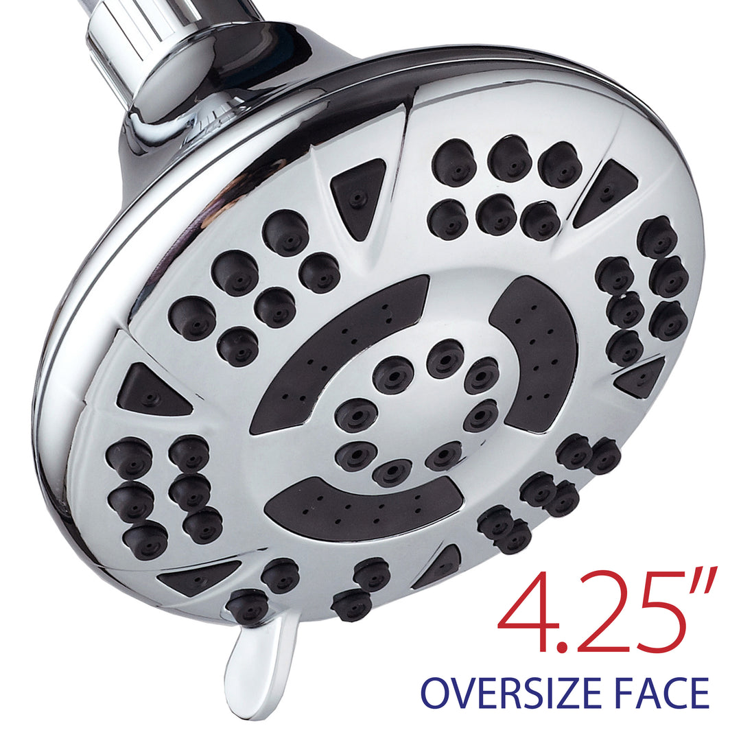 AquaDance 6-Setting 4.15 Inch Chrome Shower Head High Pressure Adjustable Jets Image 3