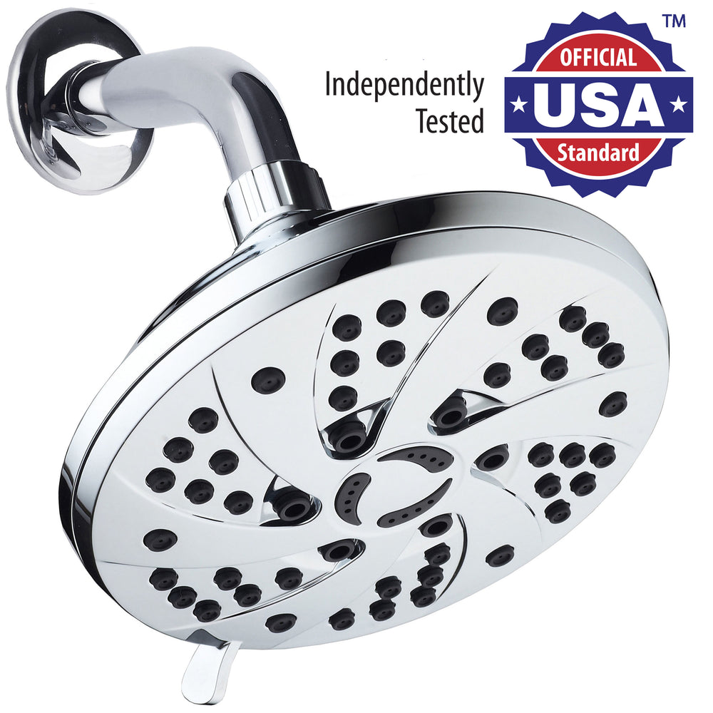 AquaDance 6 Inch Shower Head 6 Settings Chrome Adjustable Model 3307 Image 2