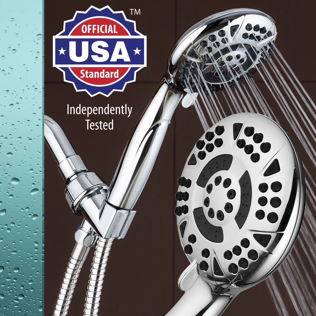 AquaDance Handheld Shower Head 6 Settings 4.15 Inch Chrome with Hose 3314 Image 1