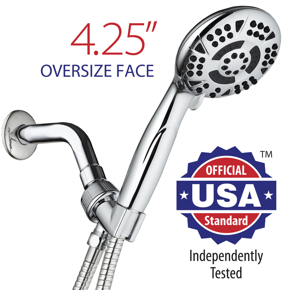 AquaDance Handheld Shower Head 6 Settings 4.15 Inch Chrome with Hose 3314 Image 2