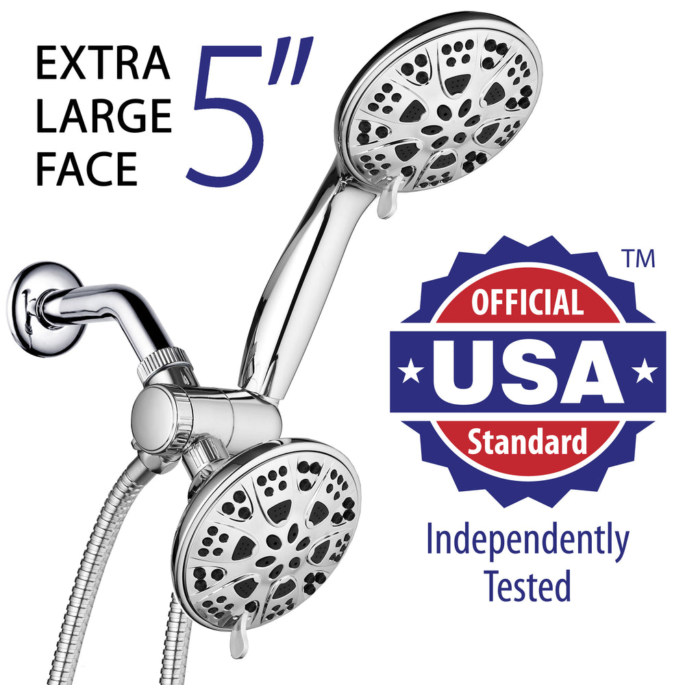 AquaDance 5 inch Chrome Shower Head Handheld Combo High Pressure 3 Way 3324 Image 2