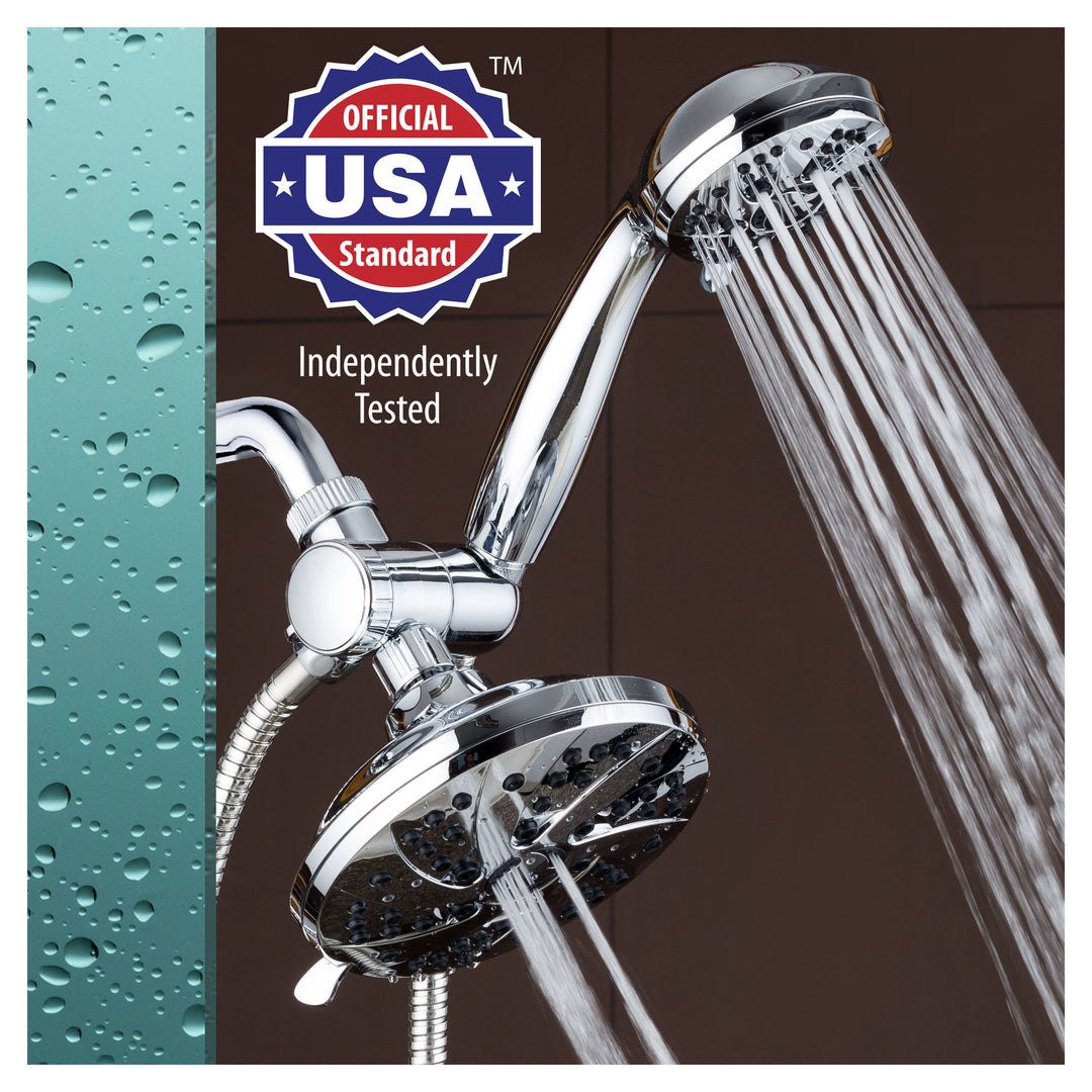 AquaDance 6 Setting Rainfall Shower Head Combo 6 Inch Handheld 3326 Chrome Image 1