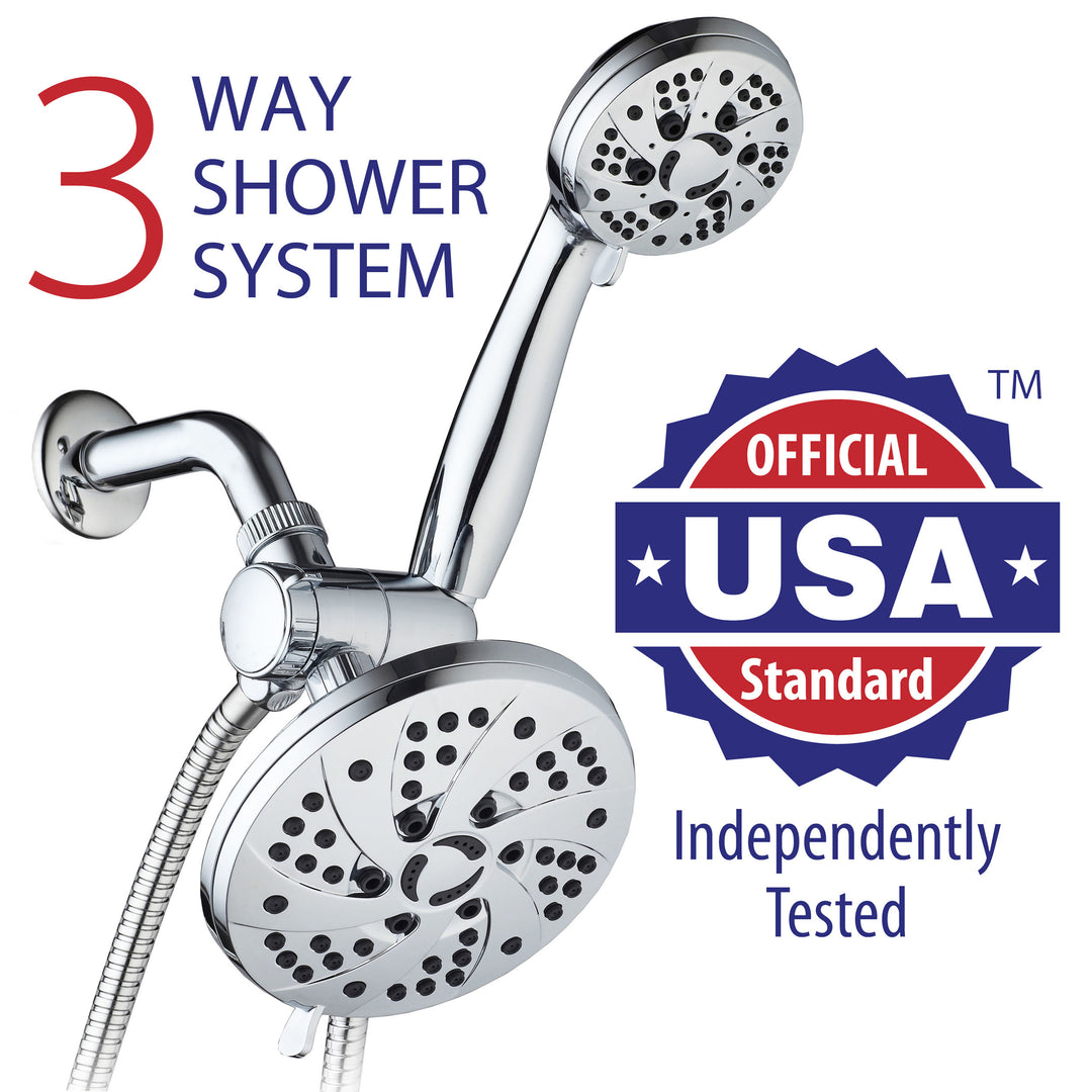 AquaDance 6 Setting Rainfall Shower Head Combo 6 Inch Handheld 3326 Chrome Image 3