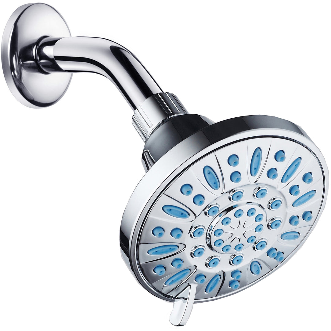 AquaDance Microban 4 inch 6 setting Shower Head Blue Image 3