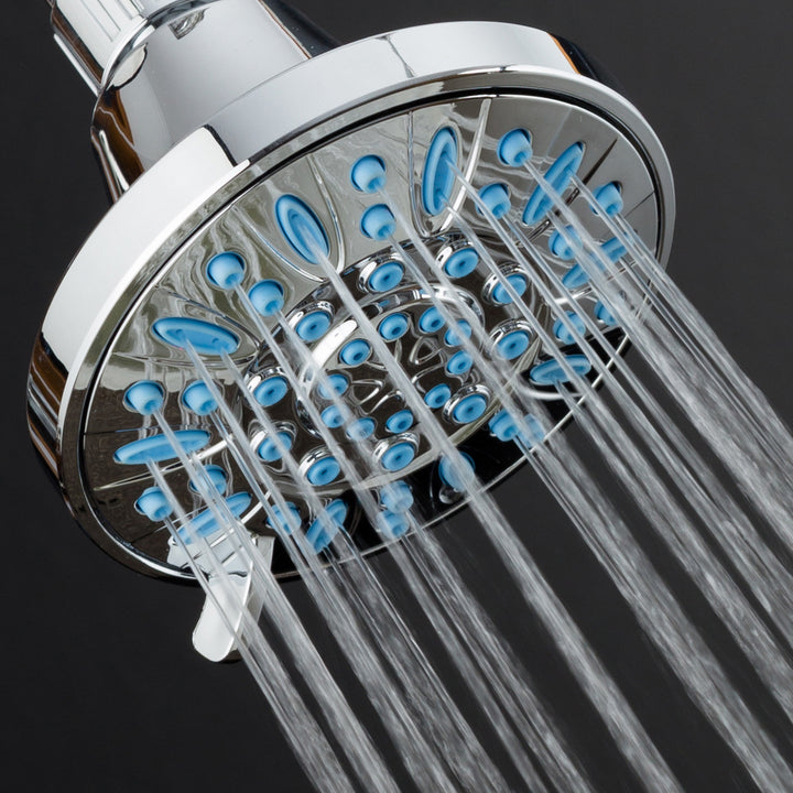 AquaDance Microban 4 inch 6 setting Shower Head Blue Image 4