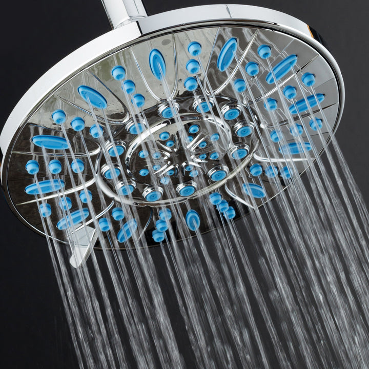 AquaDance Microban 7 inch 6 setting Shower Head Blue Image 3