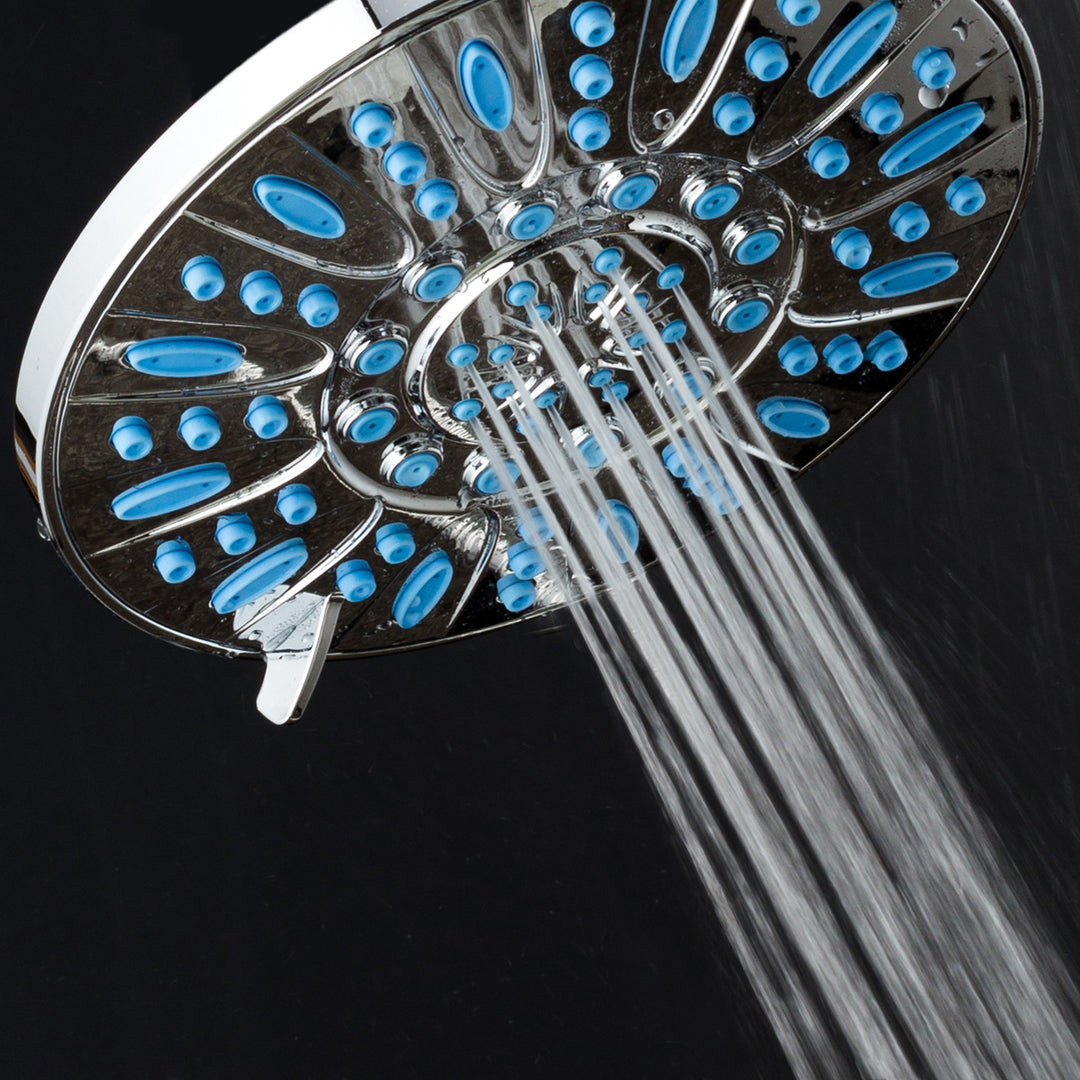 AquaDance Microban 7 inch 6 setting Shower Head Blue Image 4