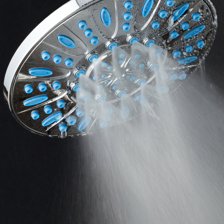 AquaDance Microban 7 inch 6 setting Shower Head Blue Image 5