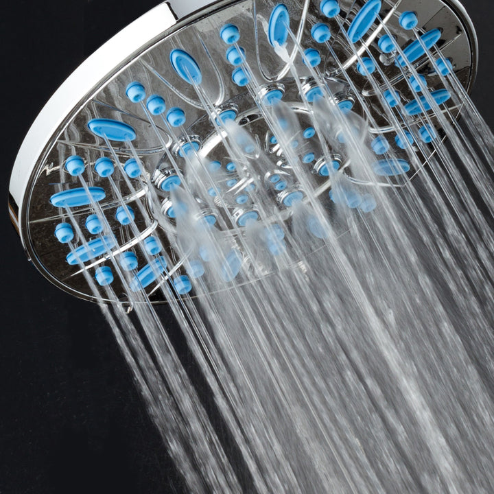 AquaDance Microban 7 inch 6 setting Shower Head Blue Image 6