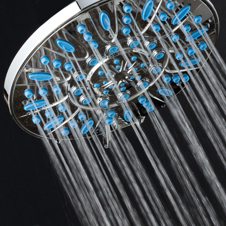 AquaDance Microban 7 inch 6 setting Shower Head Blue Image 7