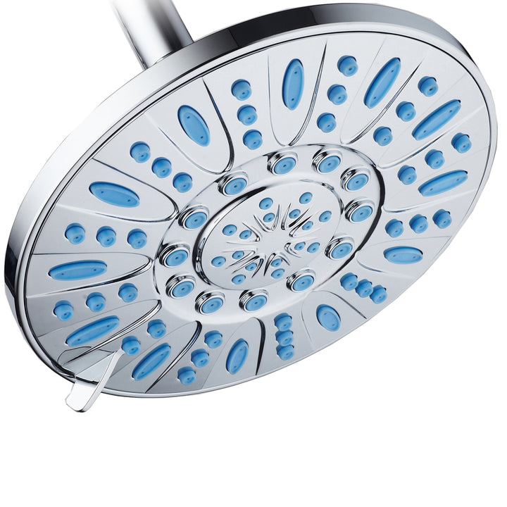 AquaDance Microban 7 inch 6 setting Shower Head Blue Image 8