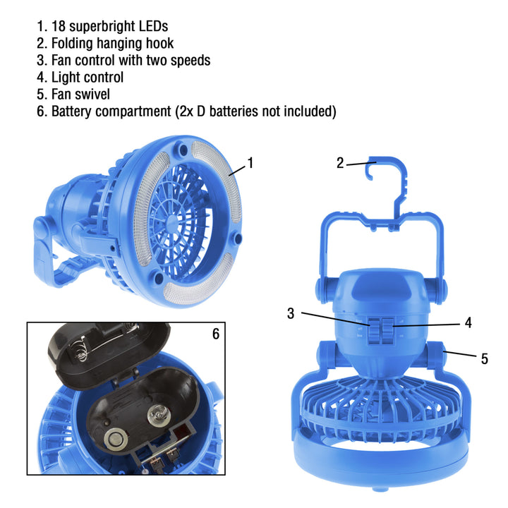 Happy Camper 2 in 1 Tent LED Light Fan Battery Operated Portable Camping Gear Image 3