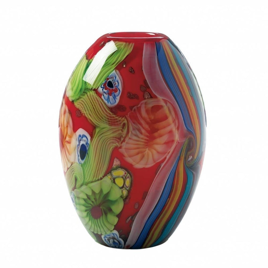 RED FLORAL FLOW GLASS VASE Image 1