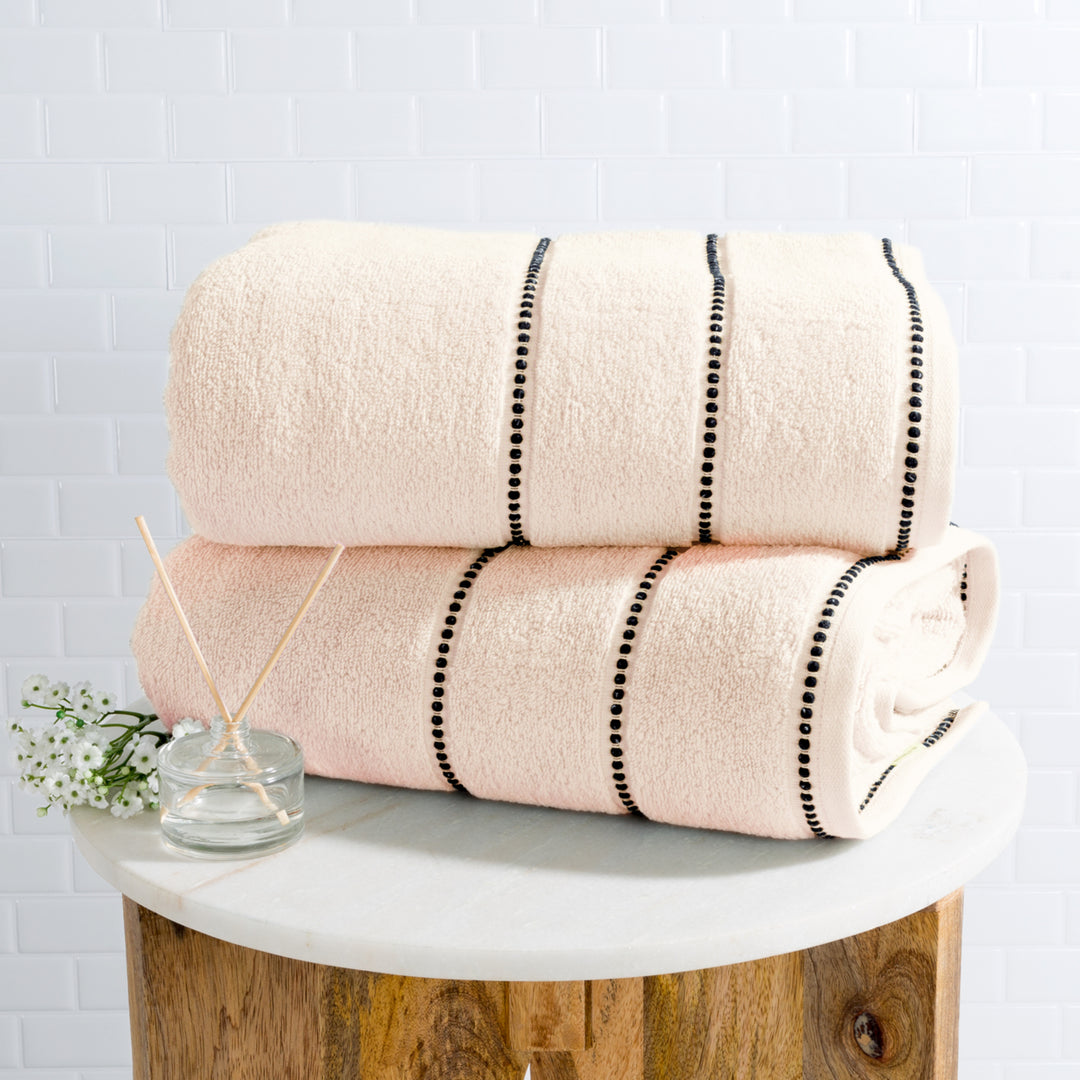 Luxurious 34x68 Cotton Bath Towel Set 2 Piece Quick Dry Soft Absorbent Bone Image 1