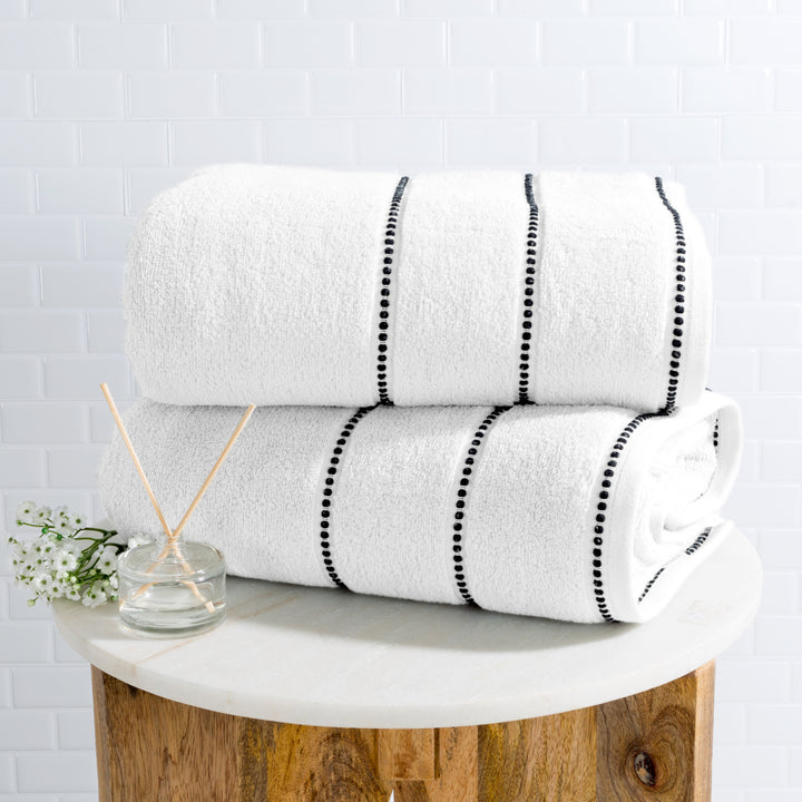 Lavish Home Cotton Bath Towel Set 34x68 Inch White Plush Quick Dry 2 Piece Set Image 1