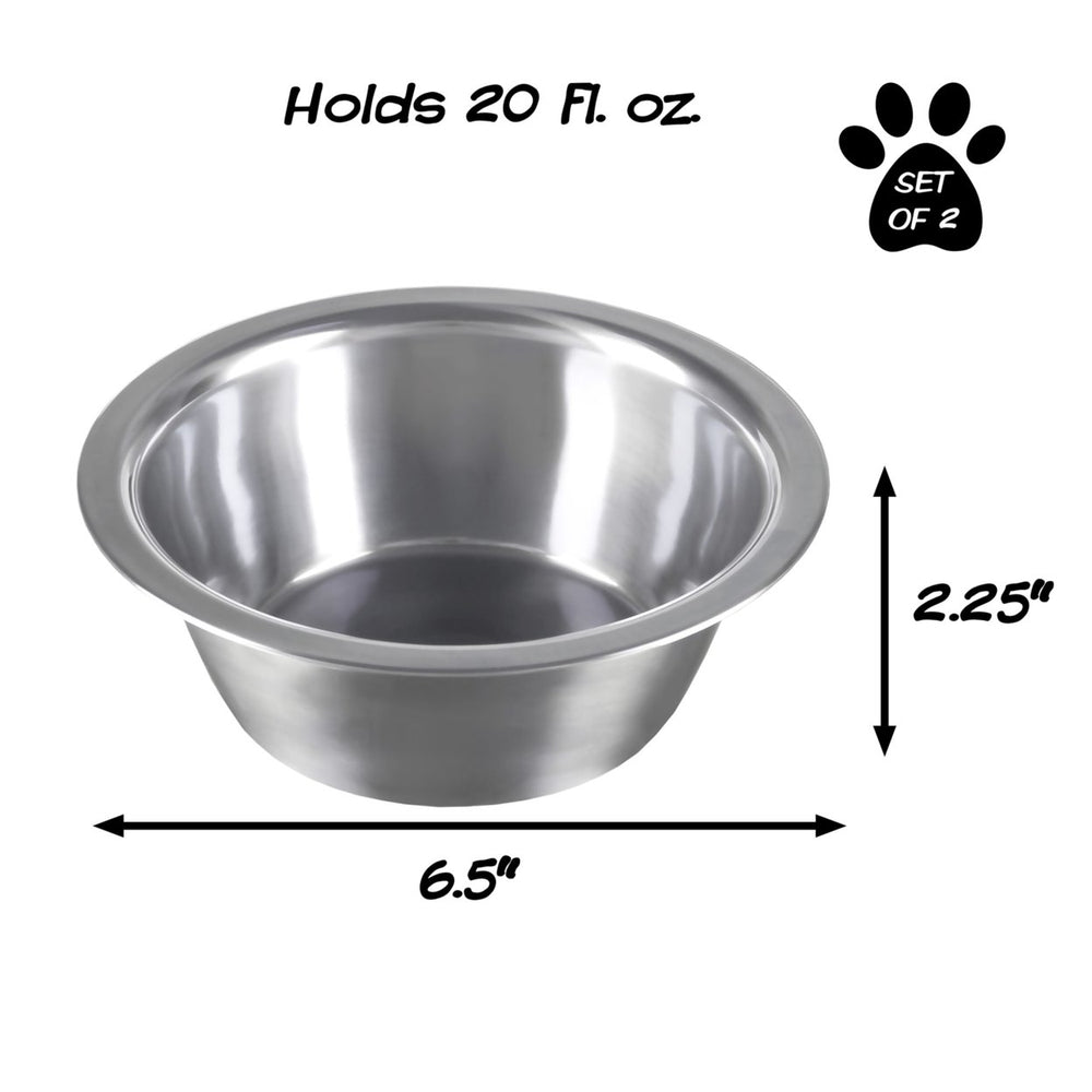 PETMAKER Stainless Steel Pet Bowls 20 OZ Hanging Set for Dogs Cats Kennel Crate Image 2