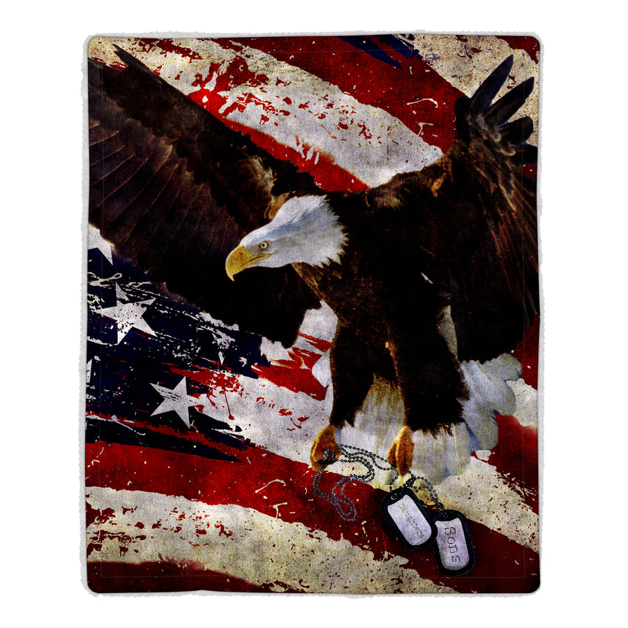 Fluffy Plush Throw Blanket 50 x 60 Inch - American Flag Bald Eagle Print, Lightweight Hypoallergenic Bed Couch Plush Image 1