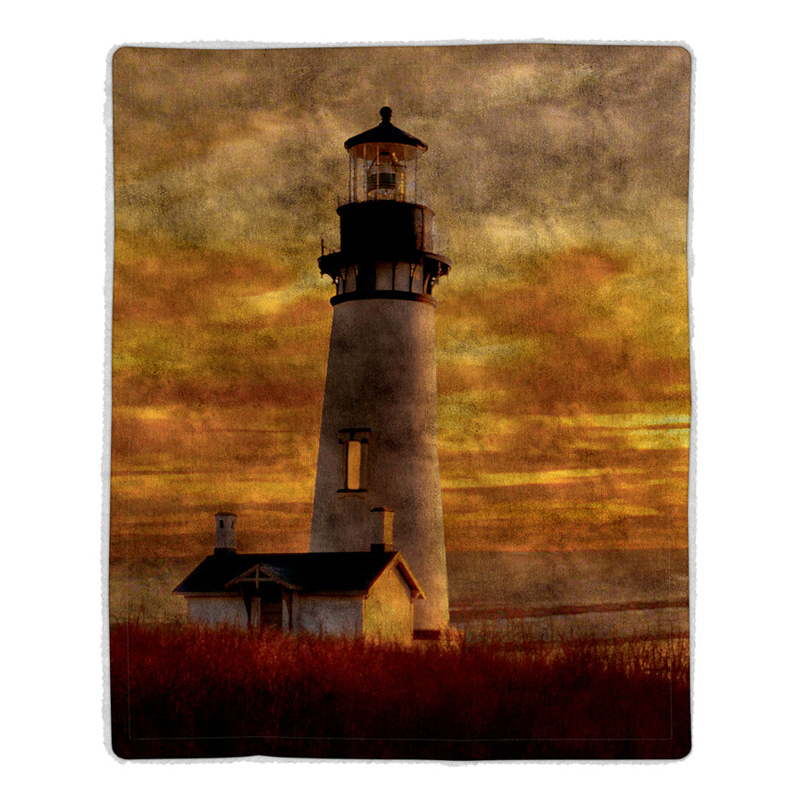 Fluffy Sherpa Throw Blanket 50x60 Inch Lighthouse Print Lightweight Hypoallergenic Image 1