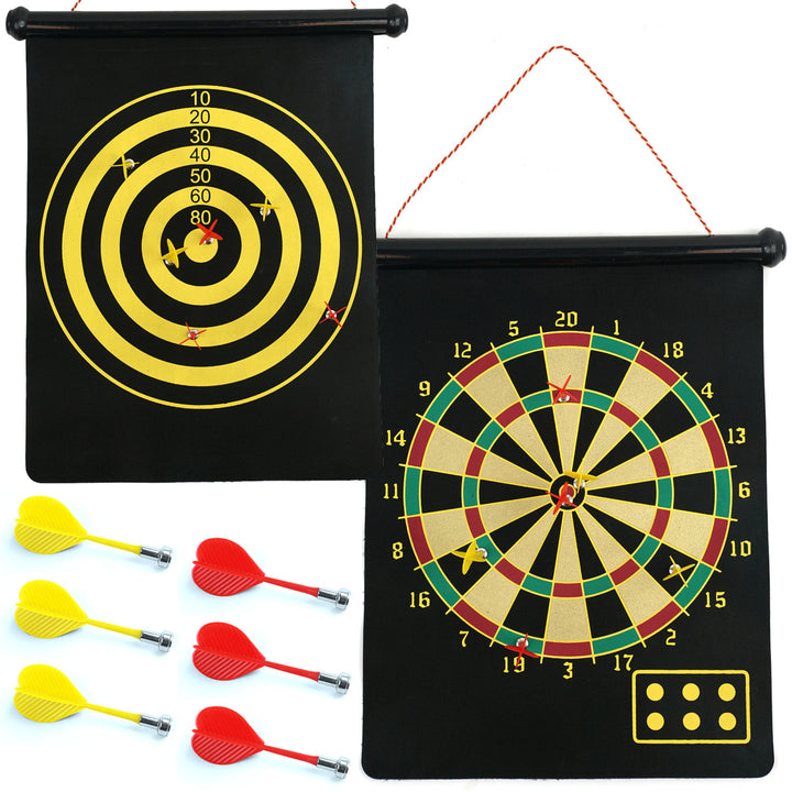 Magnetic Roll-up Dart Board Target Game 17x14 Inch with 6 Darts Portable Hang Image 1