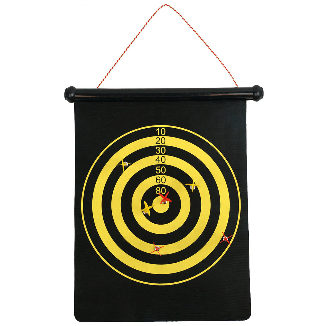 Magnetic Roll-up Dart Board Target Game 17x14 Inch with 6 Darts Portable Hang Image 3