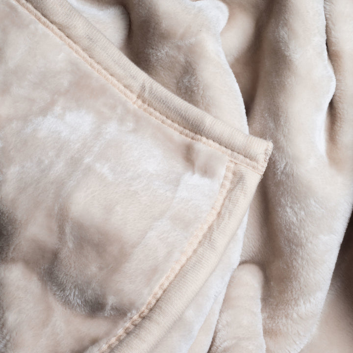 Super Fuzzy Soft Heavy Thick Plush Mink Blanket 8 pound - Beige Image 3