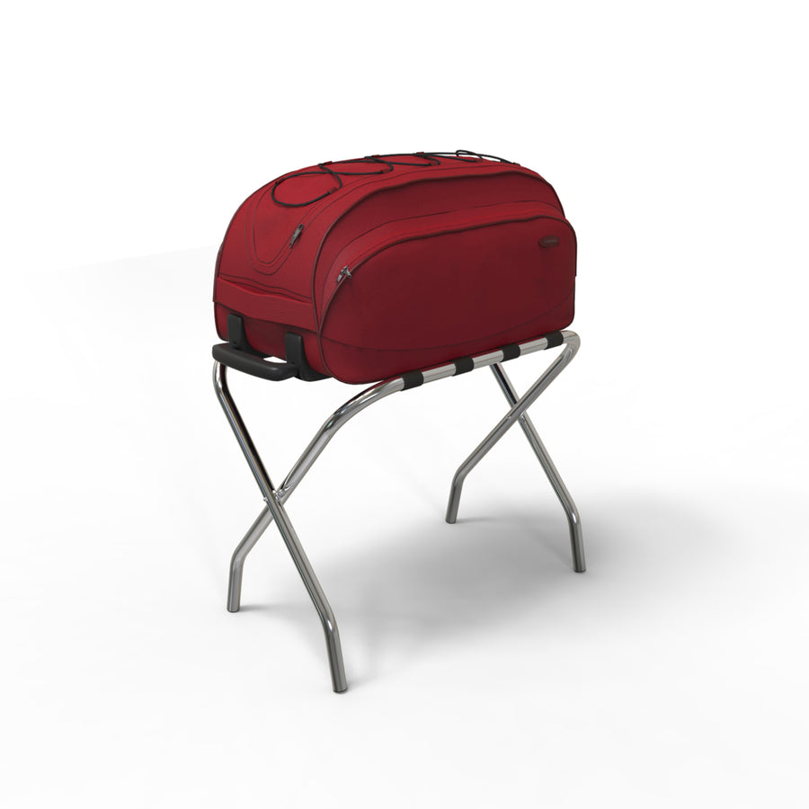 Chrome Luggage Rack Folding Suitcase Stand Travel Bag Holder Easy Store Image 1