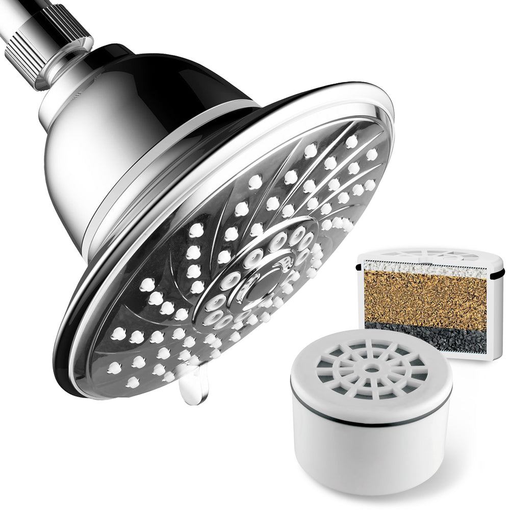 Spa Shower Head with 7 Settings Chrome Finish High Pressure Built-in Filter Image 2