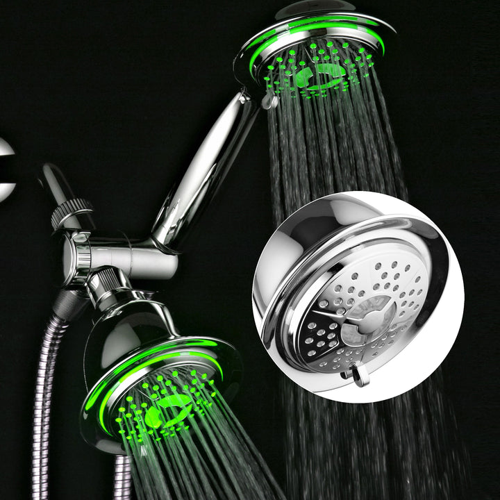 PowerSpa LED Shower System Chrome 3-Way Twin with Air Turbo Pressure Boost Image 1