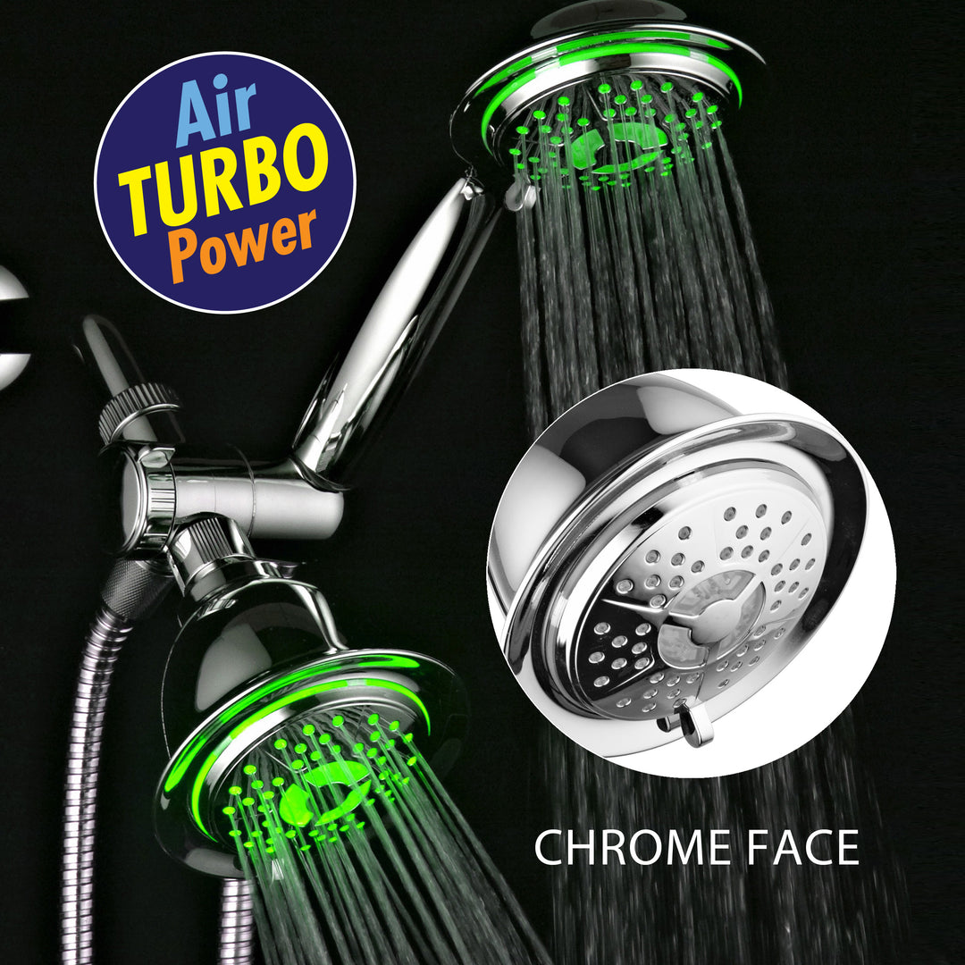 PowerSpa LED Shower System Chrome 3-Way Twin with Air Turbo Pressure Boost Image 12