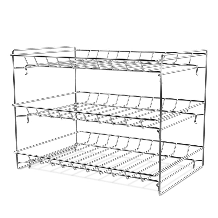 3 Tier Can Dispenser Stackable Can Organizer Rack Solid Metal for Kitchen Pantry Image 3